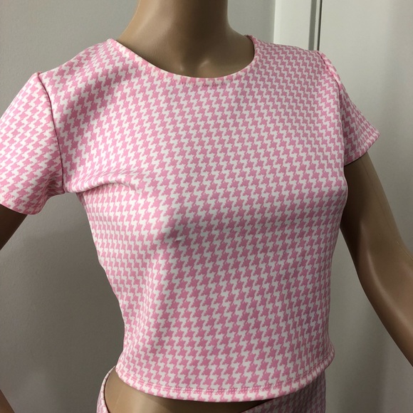 Missguided pink white skirt and match top size S M - Picture 3 of 6